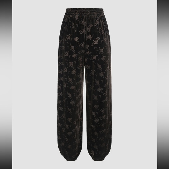 Dark brown velvet flower joggers - Picture 3 of 4